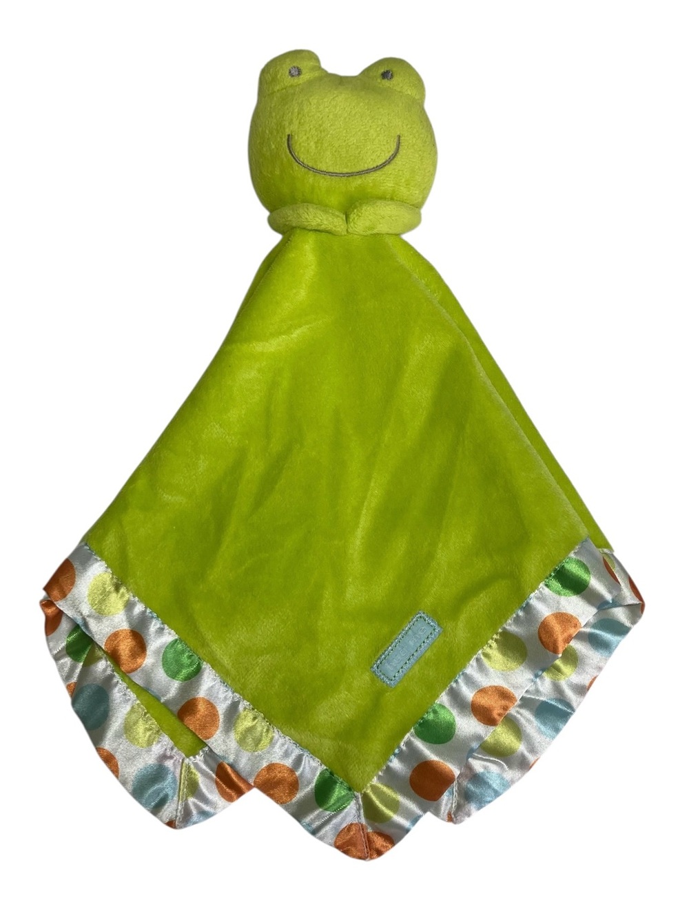 Carter's Green Frog Lovey 16" Security Blanket Hug Me Rattle Plush Dots 2011